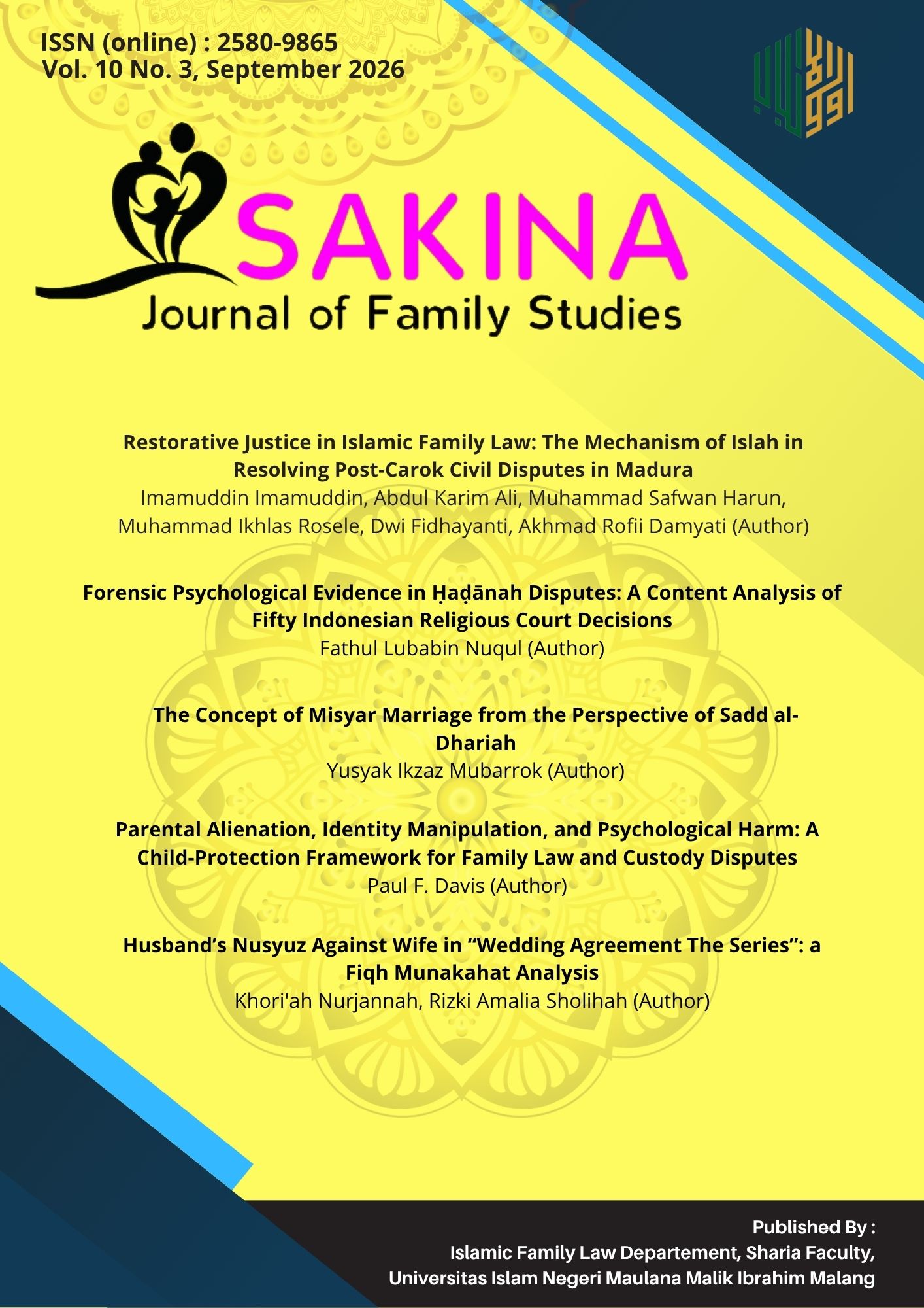 					View Vol. 10 No. 3 (2026): Sakina: Journal of Family Studies
				